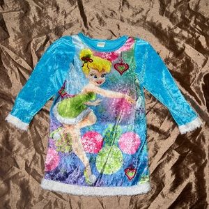 Disney Fairies girls size small 6x Tinkerbell Christmas festive Gown Pajama Nigh